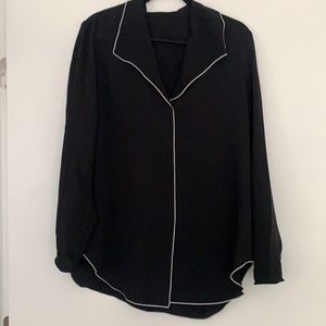 Babaton M black blouse with white stitch